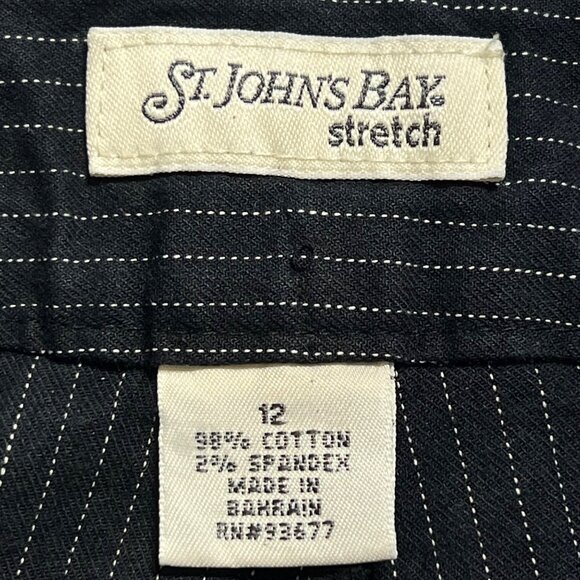 St. Johns Bay Women's Stretch Black Pinstripe Dress Pants Sz 12 Straight Leg NWT - Picture 6 of 11